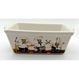 Vintage Three Chefs Mini Baking Dish/Butter Dish, Whimsical Kitchen, 1980's,
